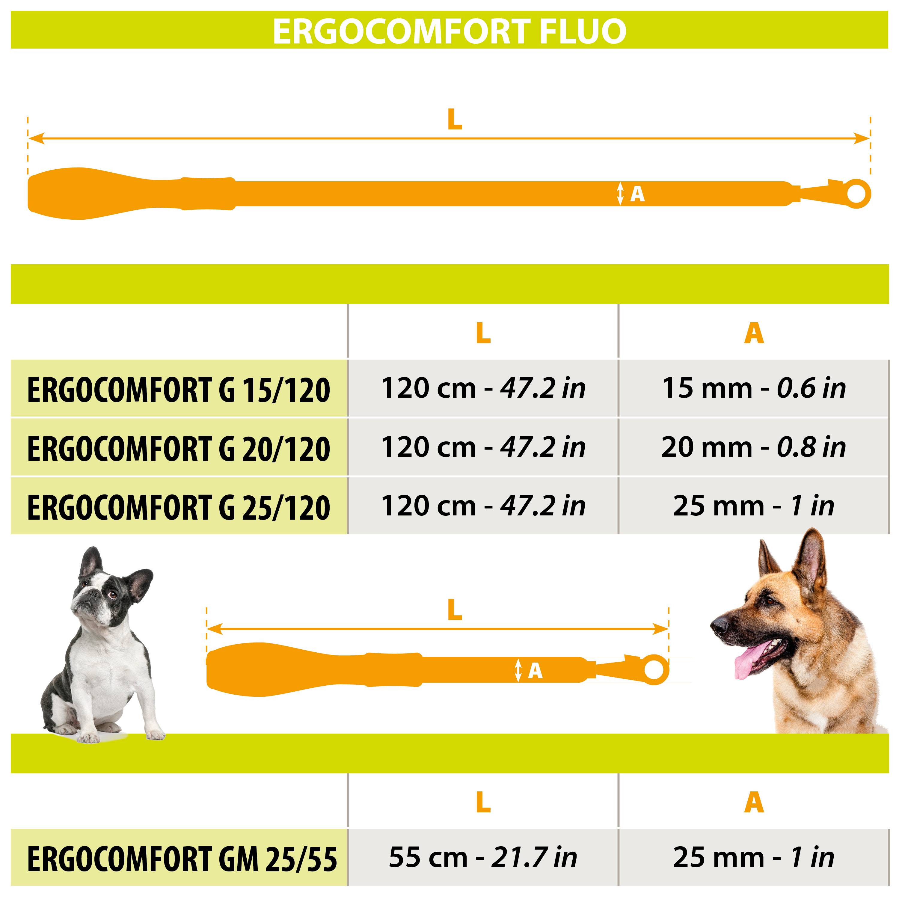 Ferplast - Ferplast laisse pour chien ERGOFLUO, laisse pour chien taille moyenne, poignée ergonomique rembourrée, nylon. Taille 120 cm, Jaune - Image 2