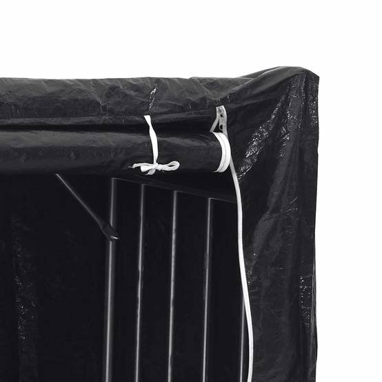 Abri-bûches XXL extérieur acier avec housse imperméable 150x80x200 cm Noir - ComfortXL Outdoor Living - Image 10
