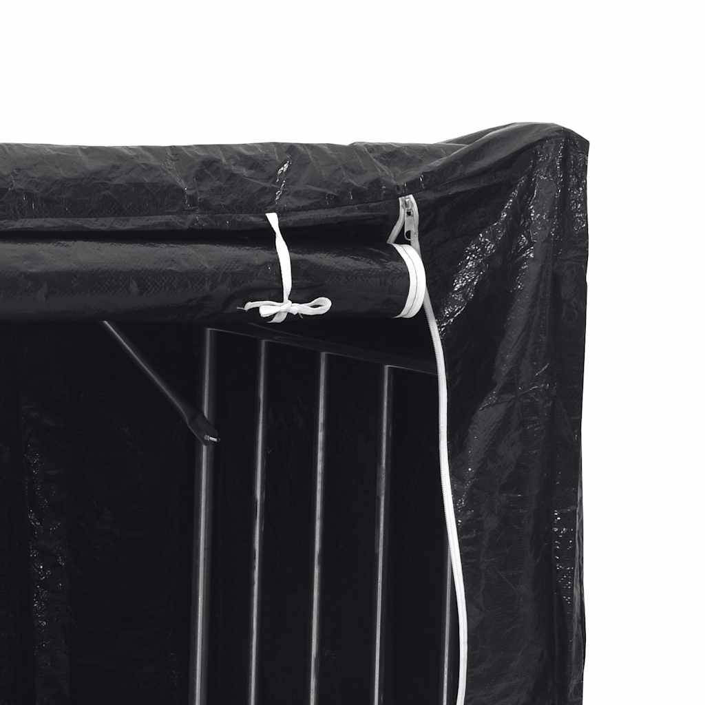 Abri-bûches XXL extérieur acier avec housse imperméable 150x80x200 cm Noir - ComfortXL Outdoor Living - Image 10