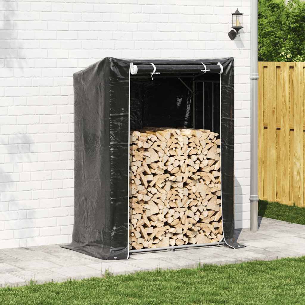 Abri-bûches XXL extérieur acier avec housse imperméable 150x80x200 cm Noir - ComfortXL Outdoor Living - Image 3