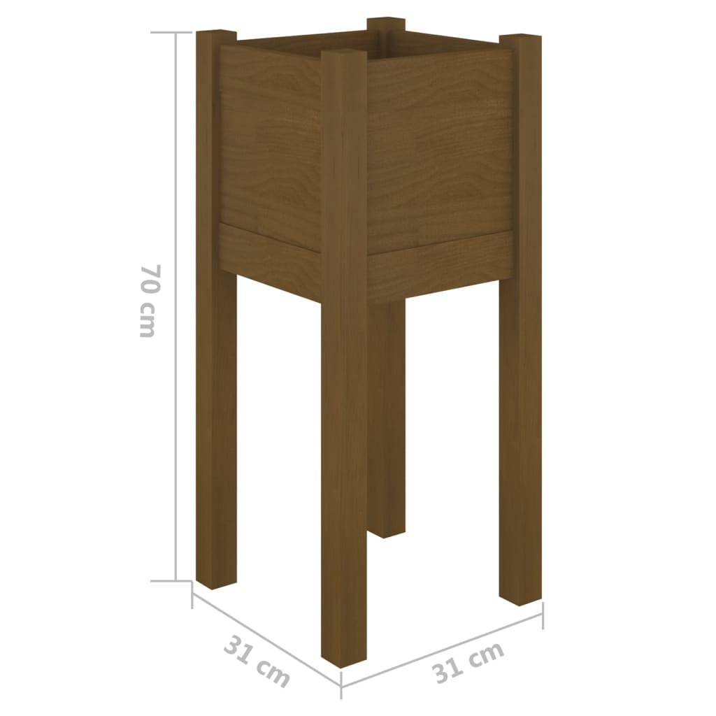 Jardinière d'extérieur bois de pin marron miel 31 x 31 x 70 cm - PANGIVO - Image 7