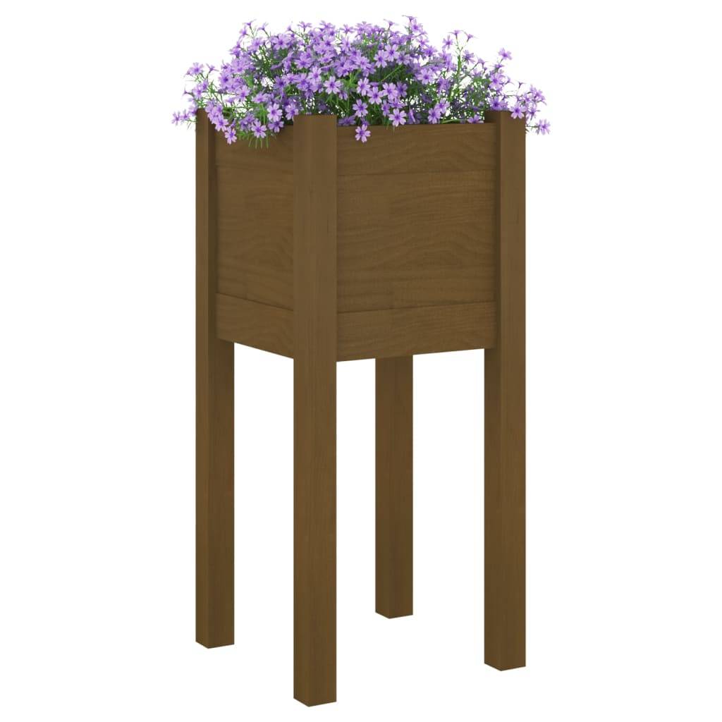 Jardinière d'extérieur bois de pin marron miel 31 x 31 x 70 cm - PANGIVO - Image 3
