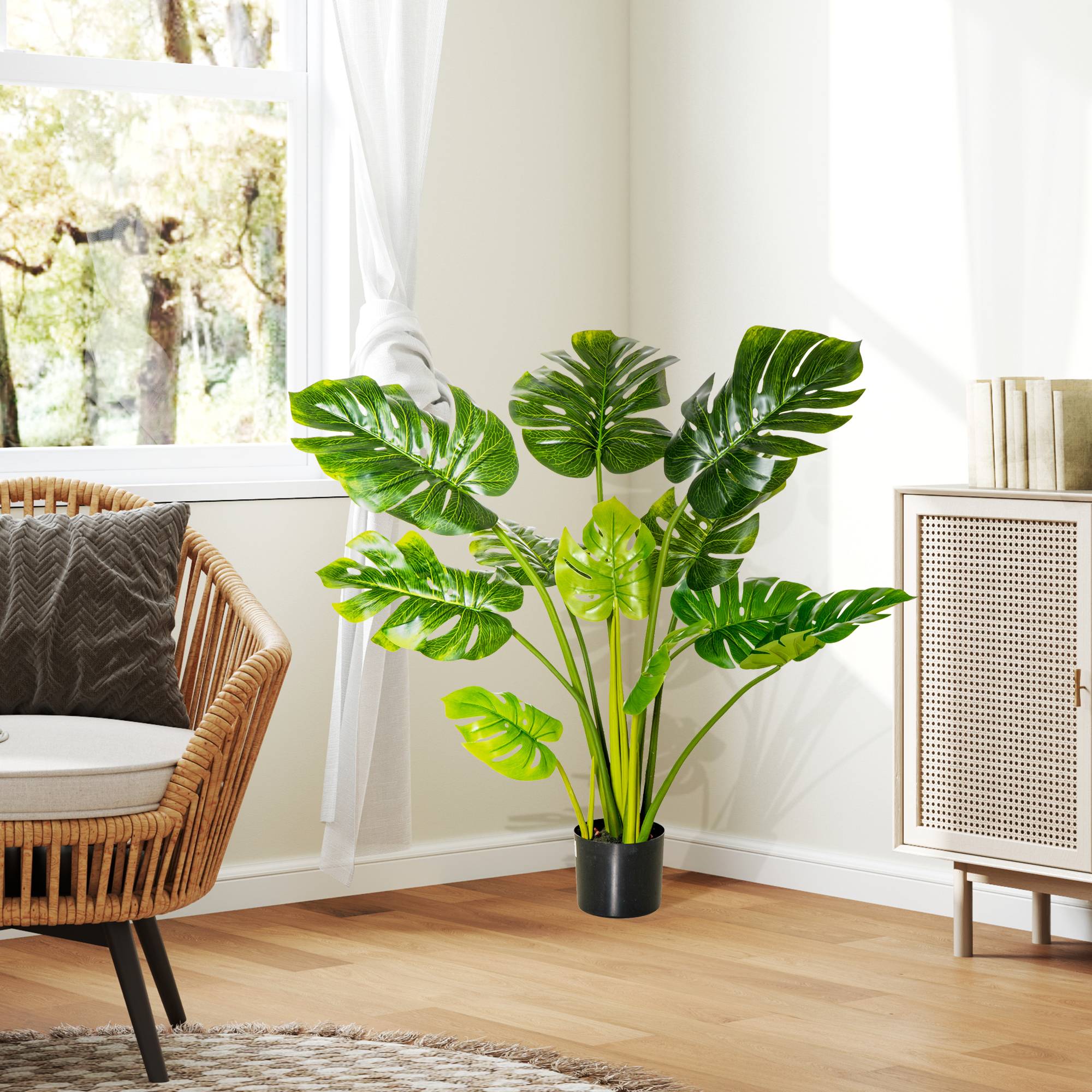Sans Marque - Plante artificielle 110cm, monstera en pot, pour intérieur et extérieur - Image 7