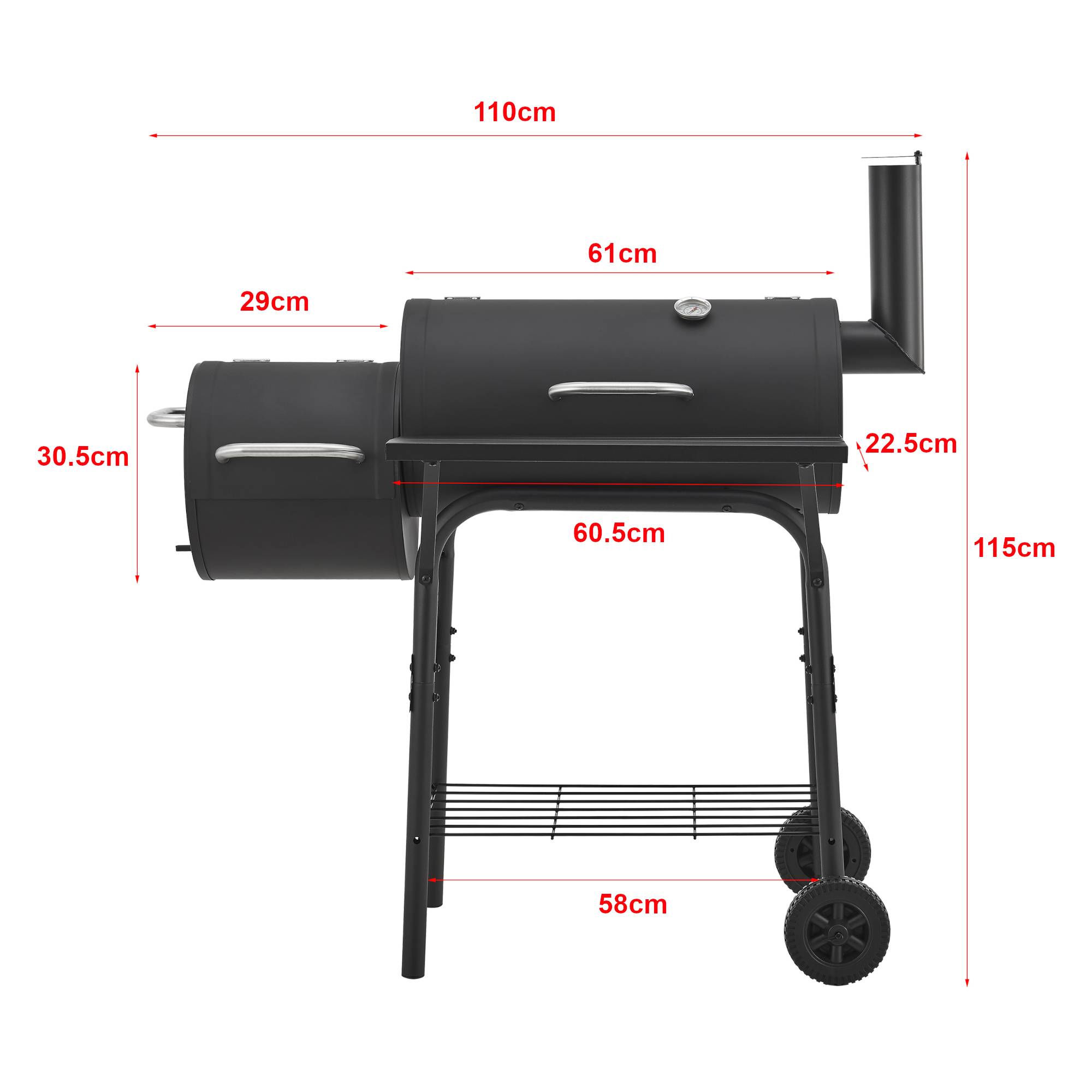 Casa.Pro - Barbecue fumoir Arielli 115 x 110 x 64 cm noir casa.pro - Image 4