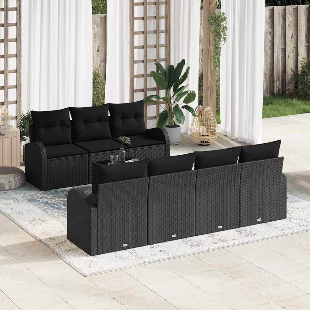 ComfortXL - Canapé Extérieur 8pcs Rotin Synthétique Noir Résistant Intempéries avec Rangement Intégré – ComfortXL Outdoor Living - Image 1