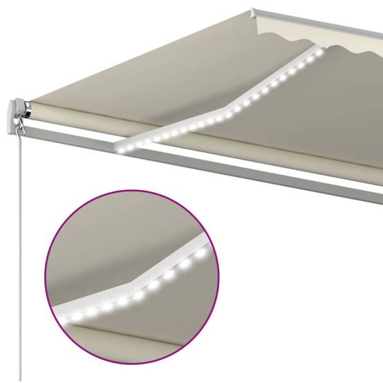 Auvent Rétractable Manuel avec Éclairage LED pour Façade et Jardin Crème 400x350 cm – ComfortXL Outdoor Living - Image 5