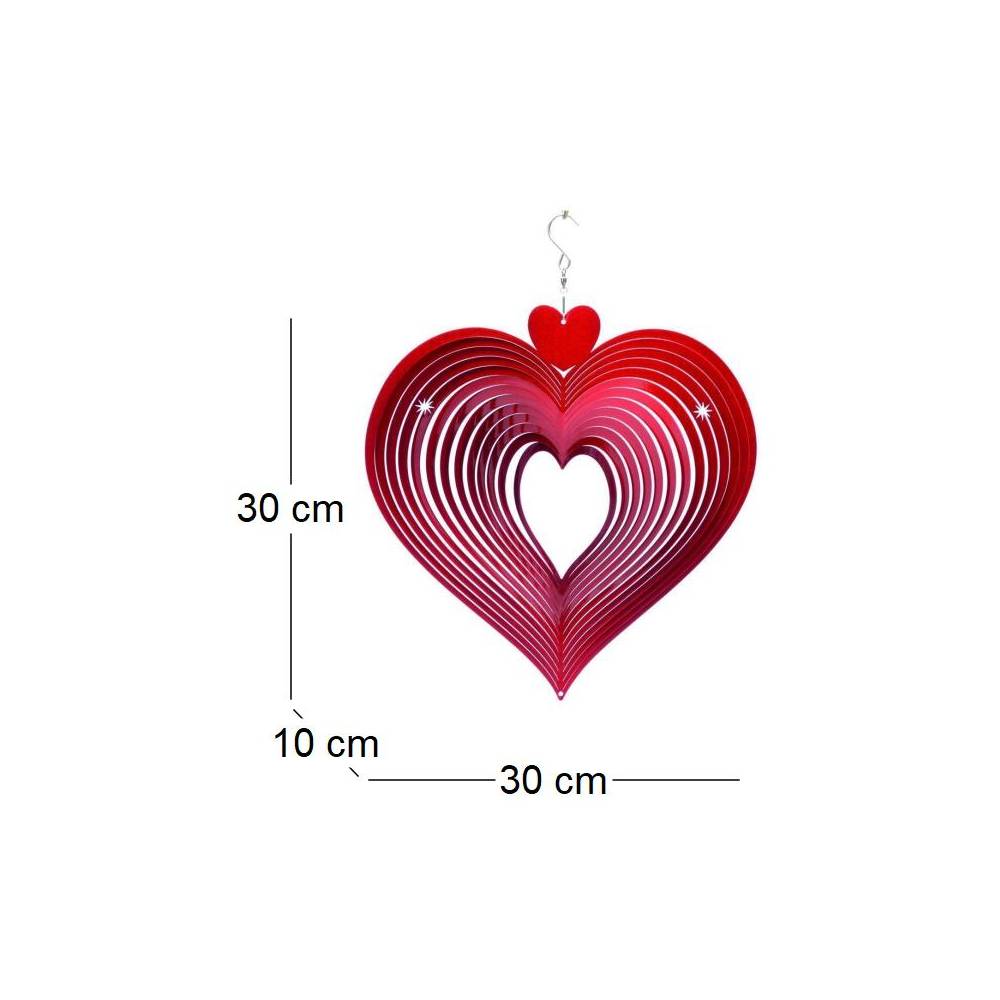 Mobile à vent coeur rouge 30 x 30 x 10 cm - Image 3