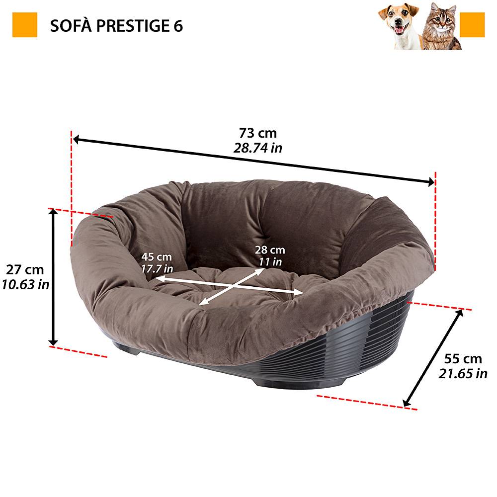 Ferplast - Ferplast Panier Chien et Chat avec Coussin SOFA' PRESTIGE 6 en Velours, Lavable, Lit pour Chien et Chat Intérieur Rembourré, Corbeille en Plastique, - Image 2