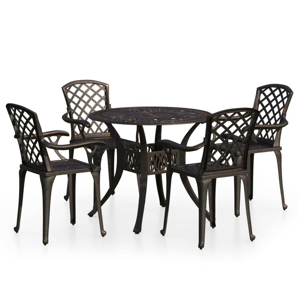 Helloshop26 - Ensemble de bistro jardin meuble extérieur terrasse 5 pièces aluminium coulé bronze - Image 1
