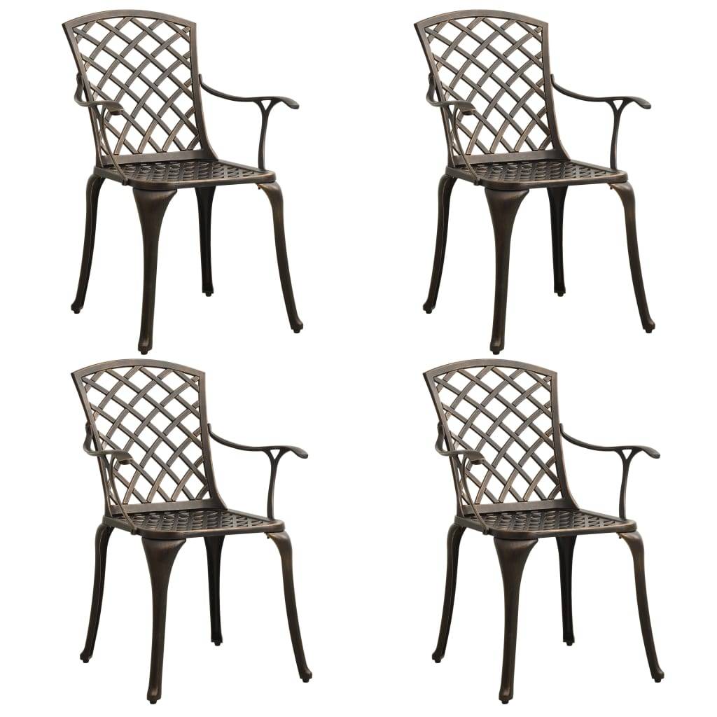 Helloshop26 - Ensemble de bistro jardin meuble extérieur terrasse 5 pièces aluminium coulé bronze - Image 2