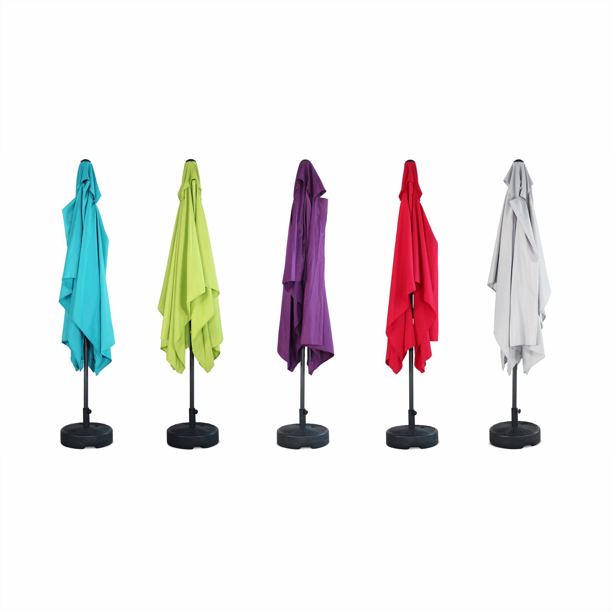 Parasol droit rectangulaire 2x3m - Touquet Turquoise - mât central en aluminium orientable et manivelle d'ouverture | sweeek - Image 7