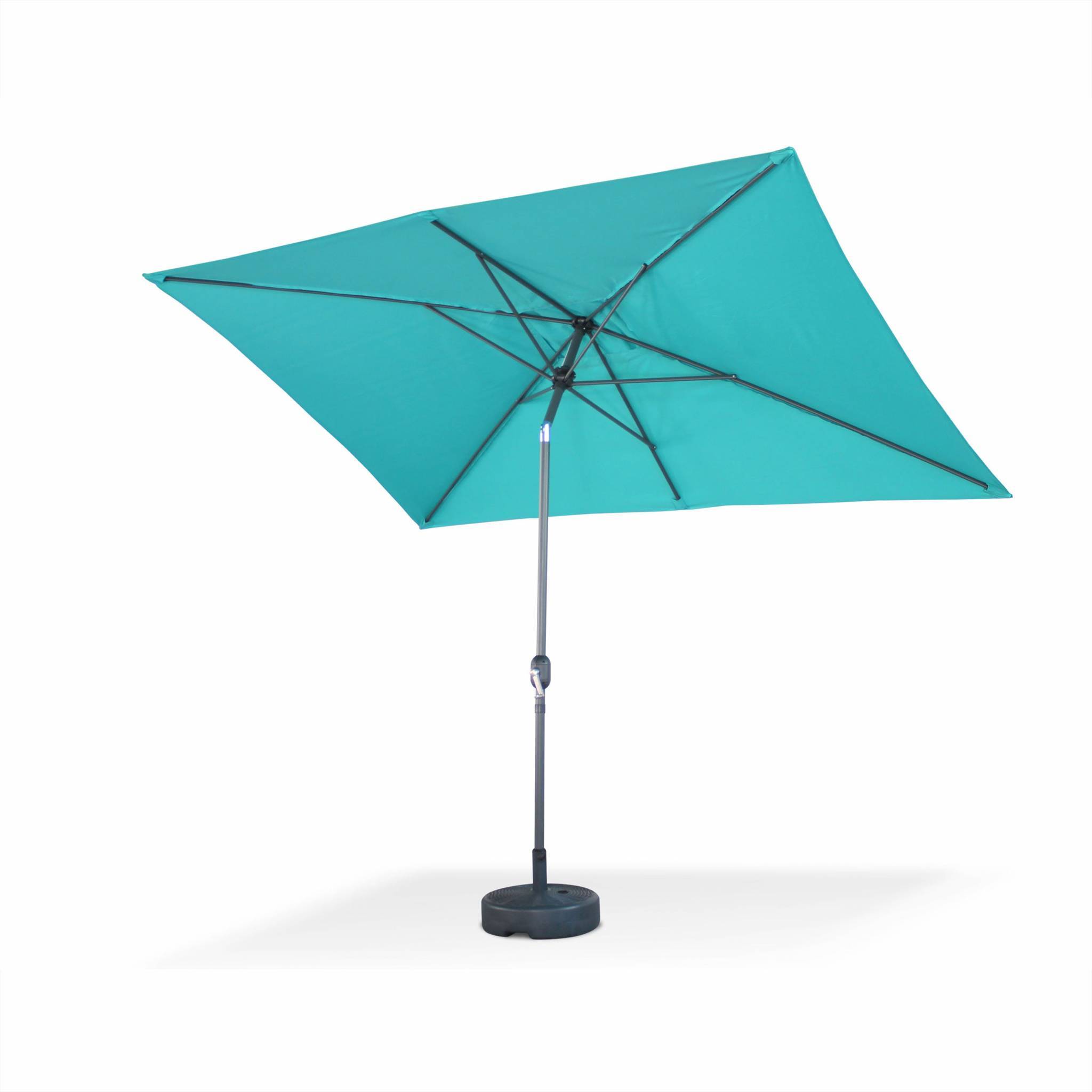 Parasol droit rectangulaire 2x3m - Touquet Turquoise - mât central en aluminium orientable et manivelle d'ouverture | sweeek - Image 3