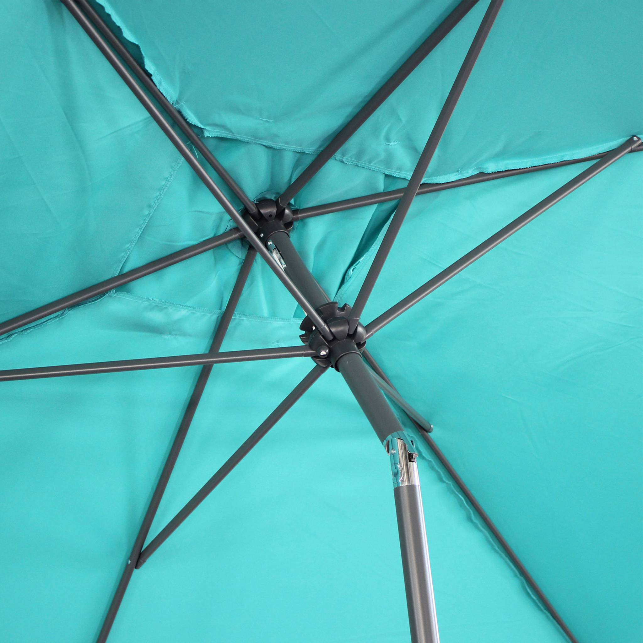 Parasol droit rectangulaire 2x3m - Touquet Turquoise - mât central en aluminium orientable et manivelle d'ouverture | sweeek - Image 6