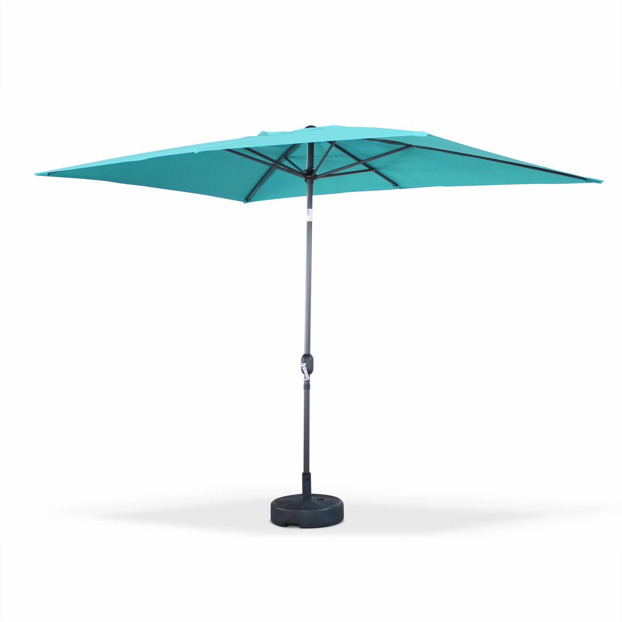 Parasol droit rectangulaire 2x3m - Touquet Turquoise - mât central en aluminium orientable et manivelle d'ouverture | sweeek - Image 2