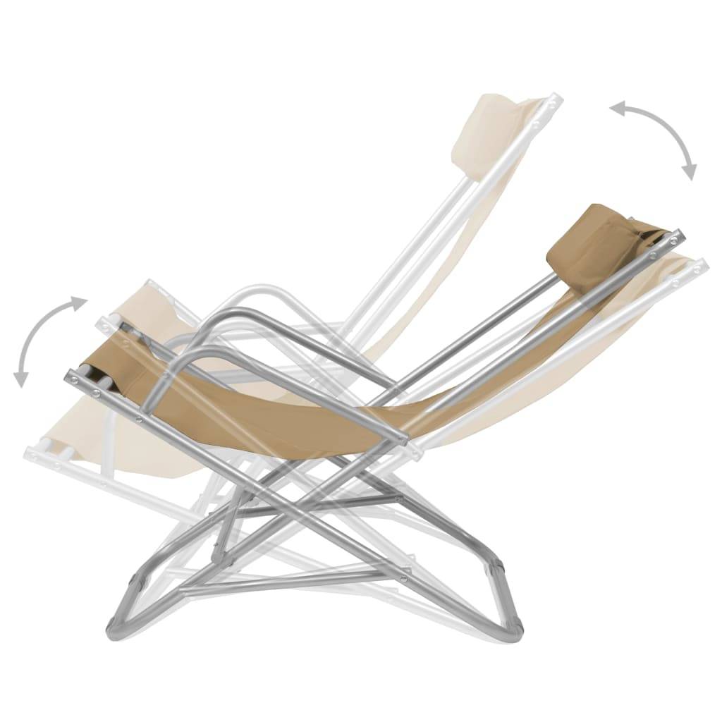 Helloshop26 - Chaises inclinables de terrasse 2 pièces acier taupe - Image 2