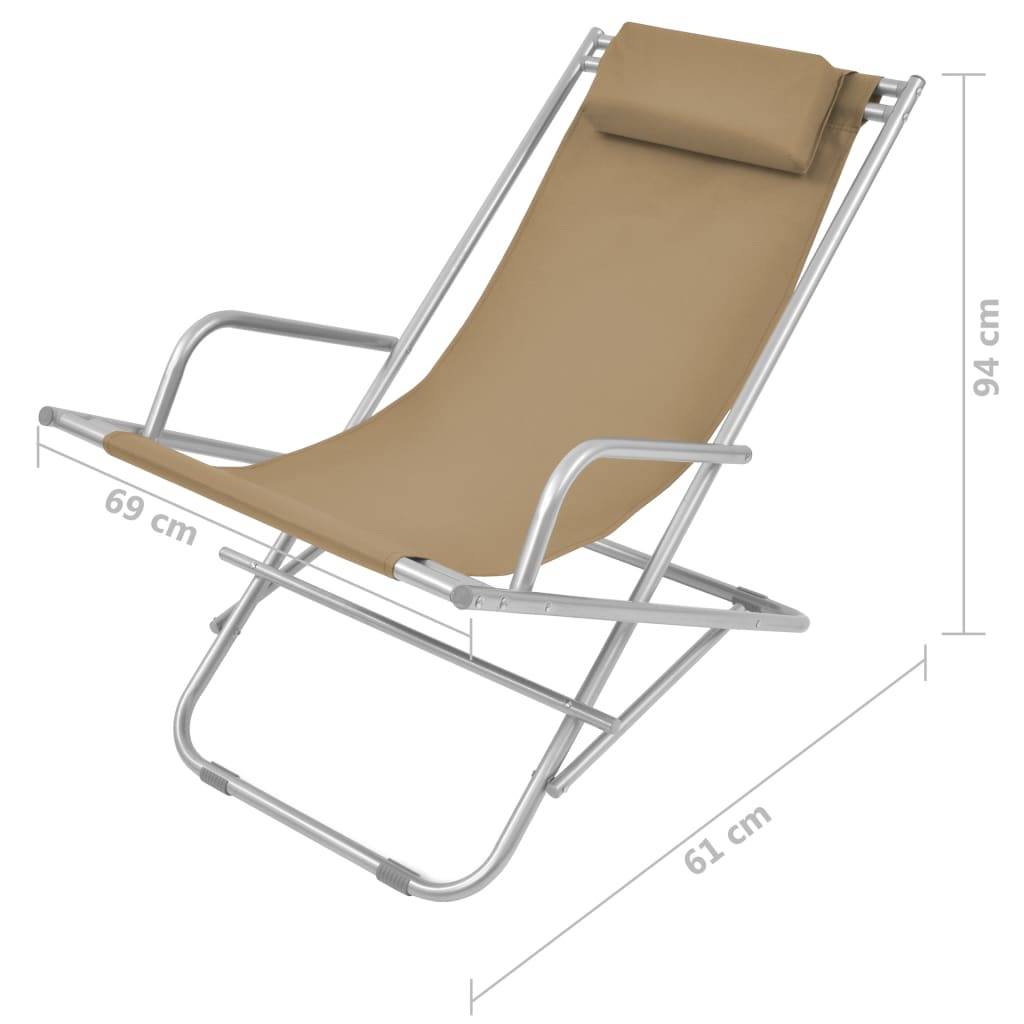 Helloshop26 - Chaises inclinables de terrasse 2 pièces acier taupe - Image 8
