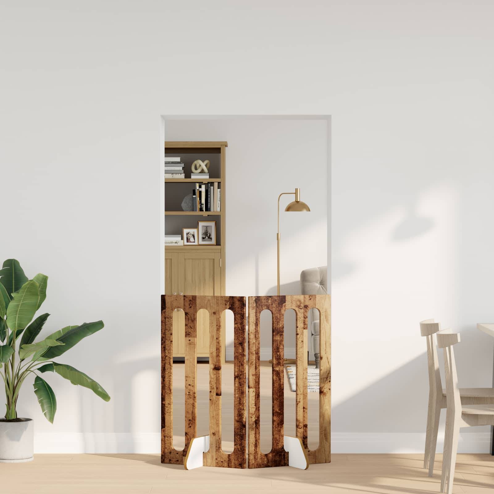 ComfortXL - Barrière Clôture Pliable Modulable Pour Animaux En Bois Intérieur Montage Sans Perçage 100x38x90cm Chêne - Image 1