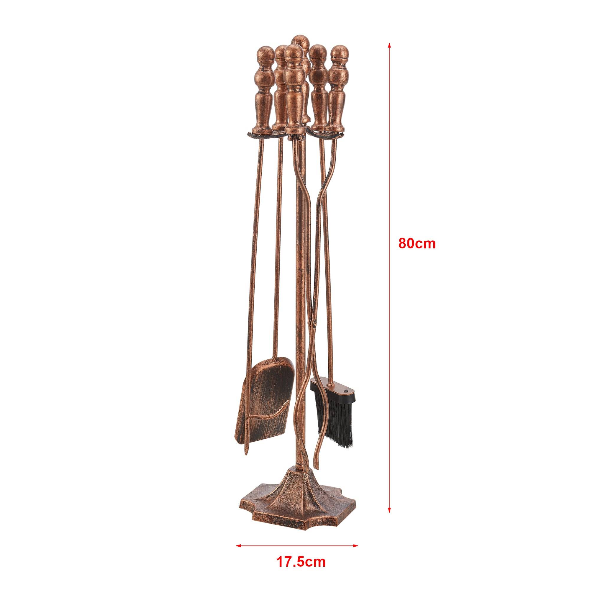 Helloshop26 - Serviteur de cheminée dovre avec balai pelle pince tisonnier bronze - Image 2