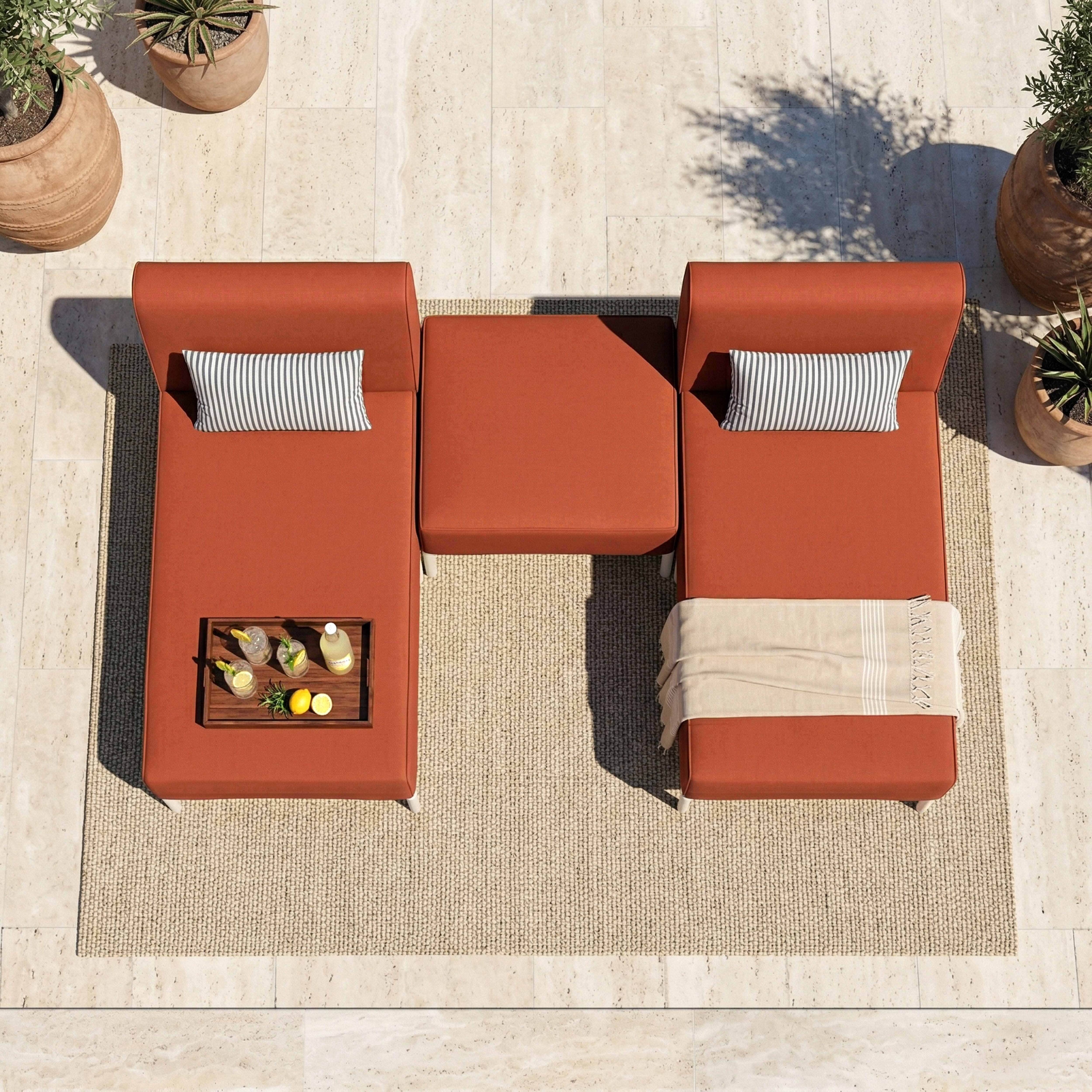 Oviala - Salon de jardin bas modulable uni 3 places terracotta Patio - Oviala - Image 5