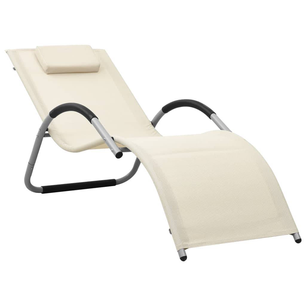 Helloshop26 - Chaises longues textilène 2 pcs crème et gris - Image 2