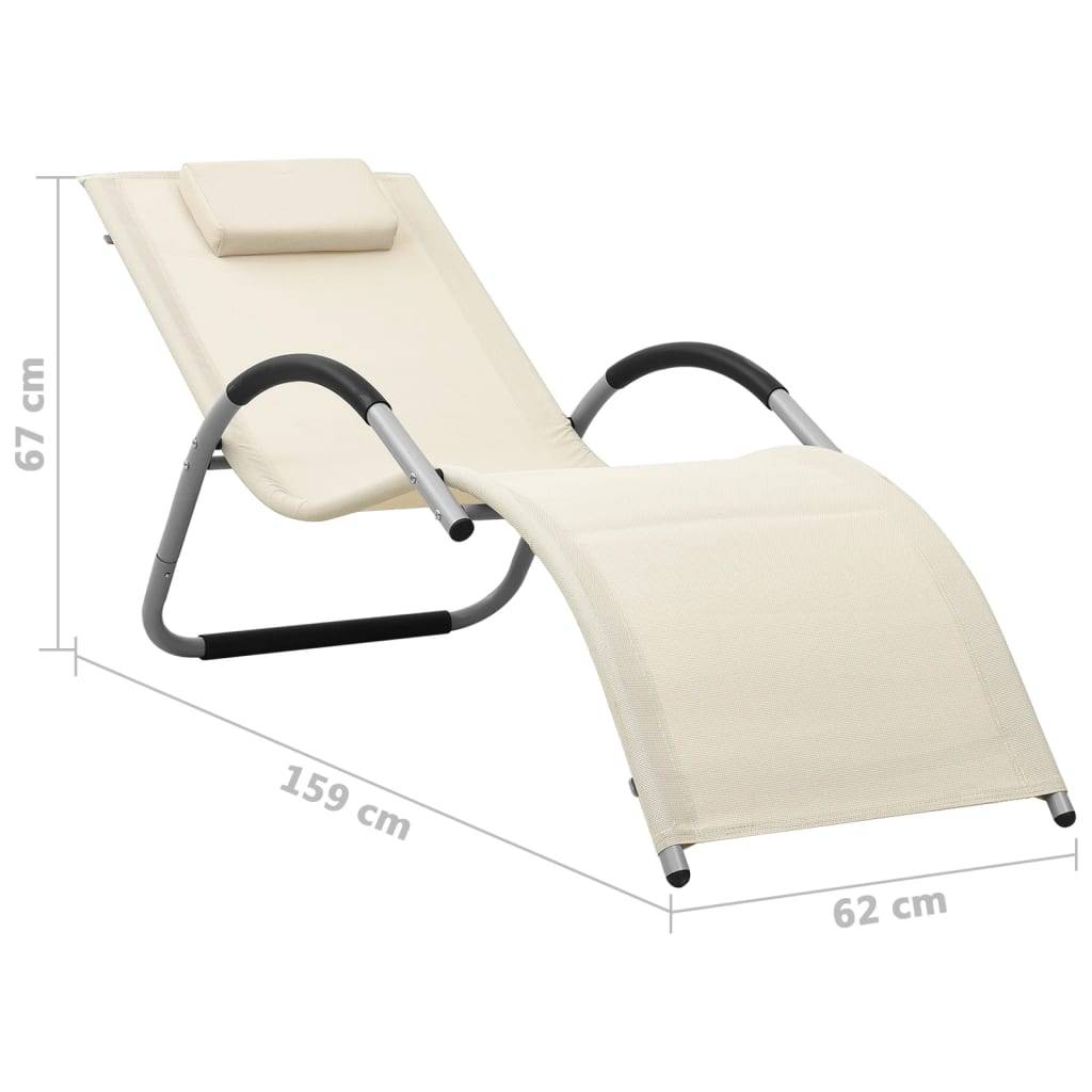 Helloshop26 - Chaises longues textilène 2 pcs crème et gris - Image 7