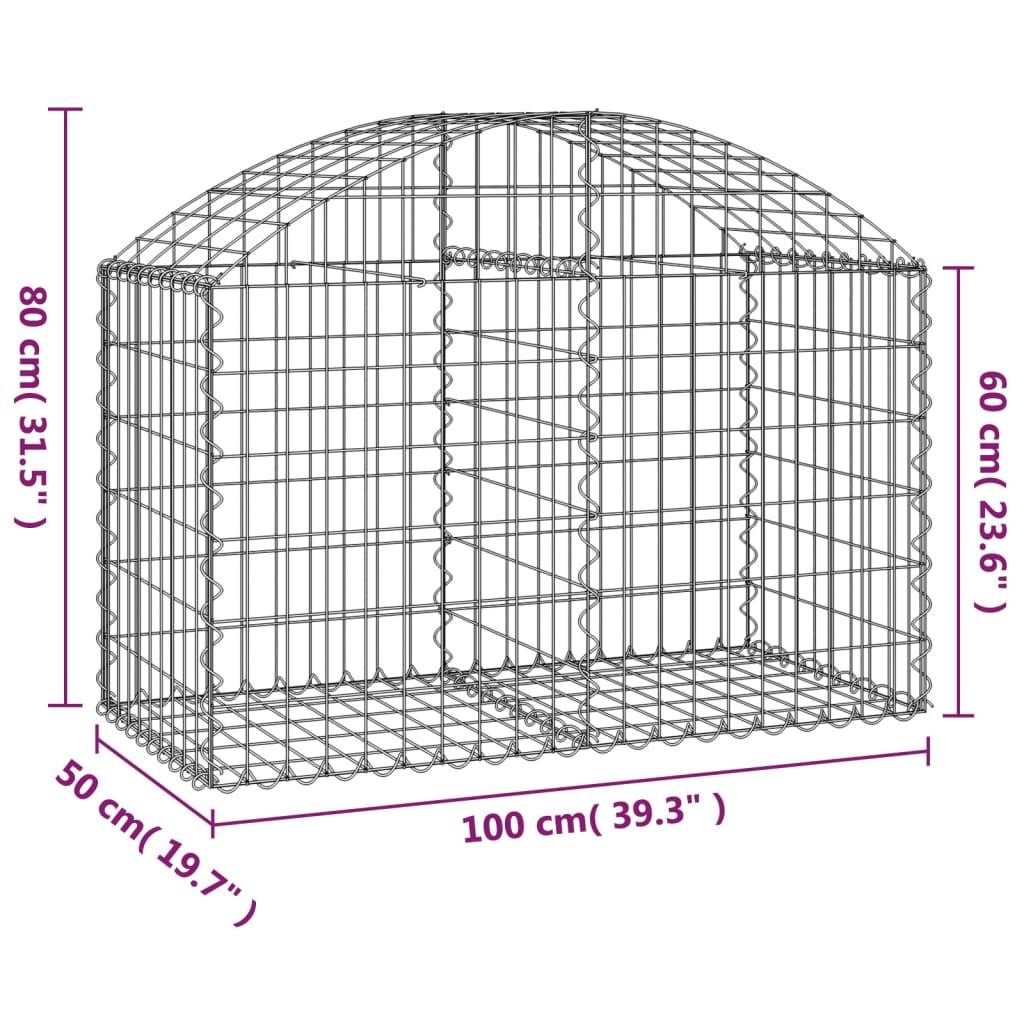 Vidaxl - Panier de gabions arqué 100x50x60/80 cm Fer galvanisé vidaXL 153433 - Image 3