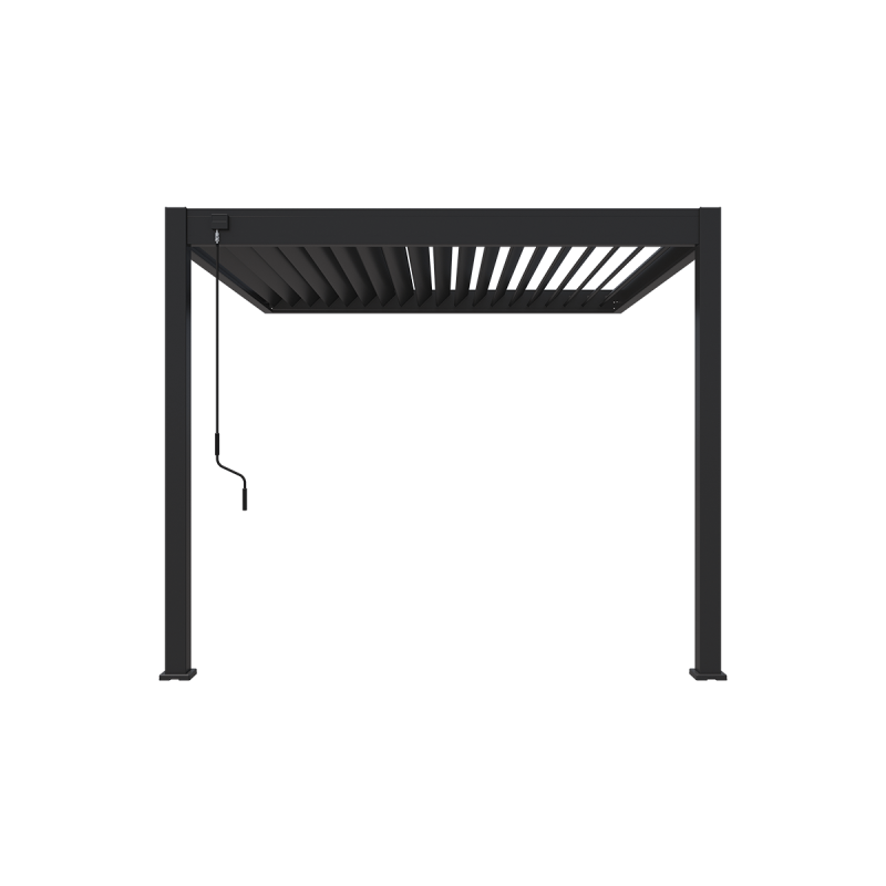Ombrea - Pergola bioclimatique adossée 3x3 m en aluminium anthracite avec lames orientables et 1 store latéral – Ombrea - Image 2
