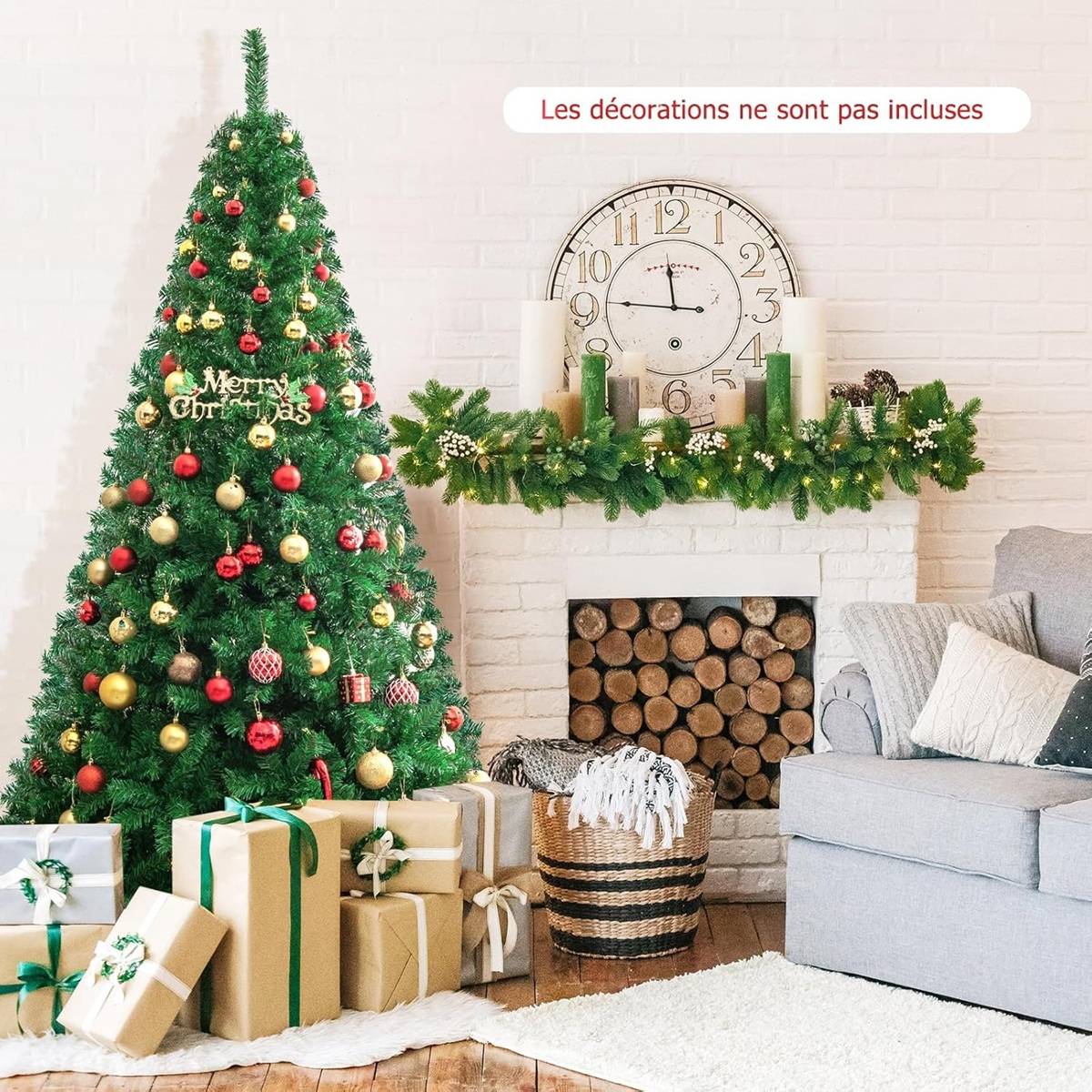 Maison Chic - Sapin de Noël 210cm Artificiel Installation Facile en 3 Sections Apparence Réaliste avec Branches - Image 2