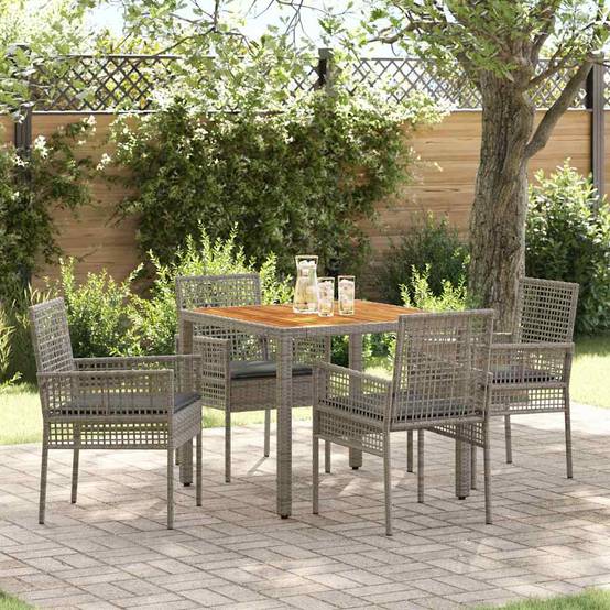 Ensemble de salle à manger pour jardin 5 pcs | Mobilier d'extérieur Gris polyrotin Maison Chic - Image 2