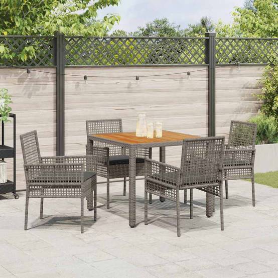Ensemble de salle à manger pour jardin 5 pcs | Mobilier d'extérieur Gris polyrotin Maison Chic - Image 4