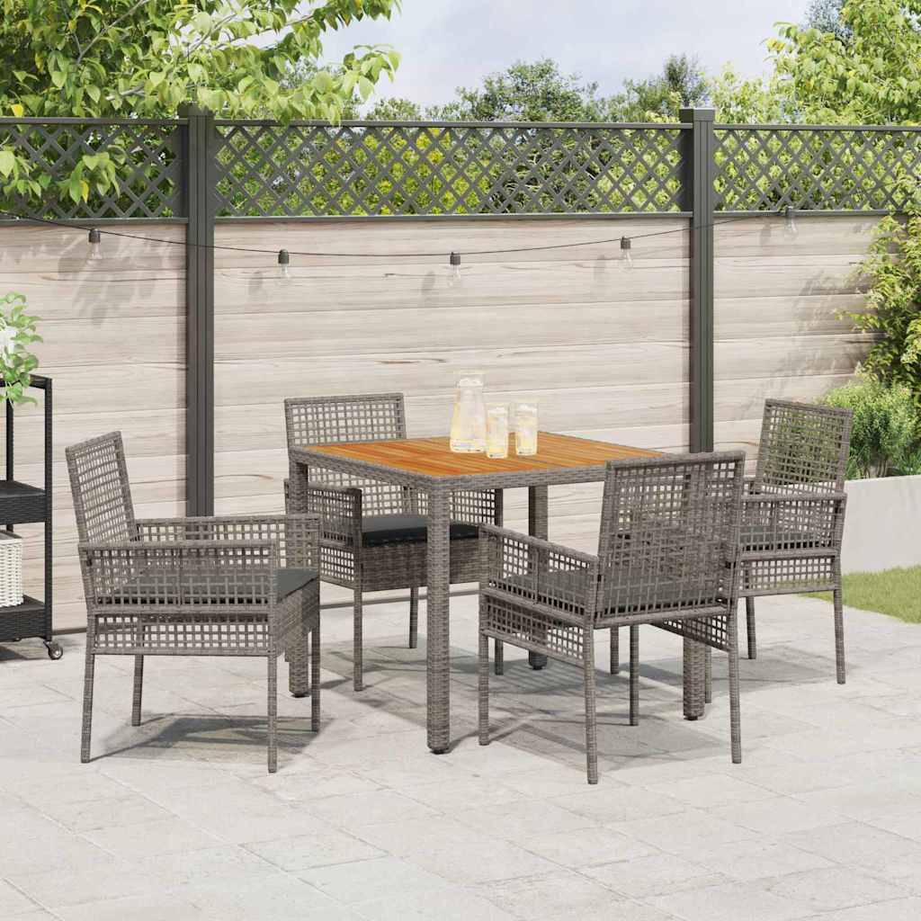 Ensemble de salle à manger pour jardin 5 pcs | Mobilier d'extérieur Gris polyrotin Maison Chic - Image 4