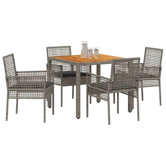 Ensemble de salle à manger pour jardin 5 pcs | Mobilier d'extérieur Gris polyrotin Maison Chic - Image 3