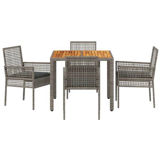 Ensemble de salle à manger pour jardin 5 pcs | Mobilier d'extérieur Gris polyrotin Maison Chic - Image 7