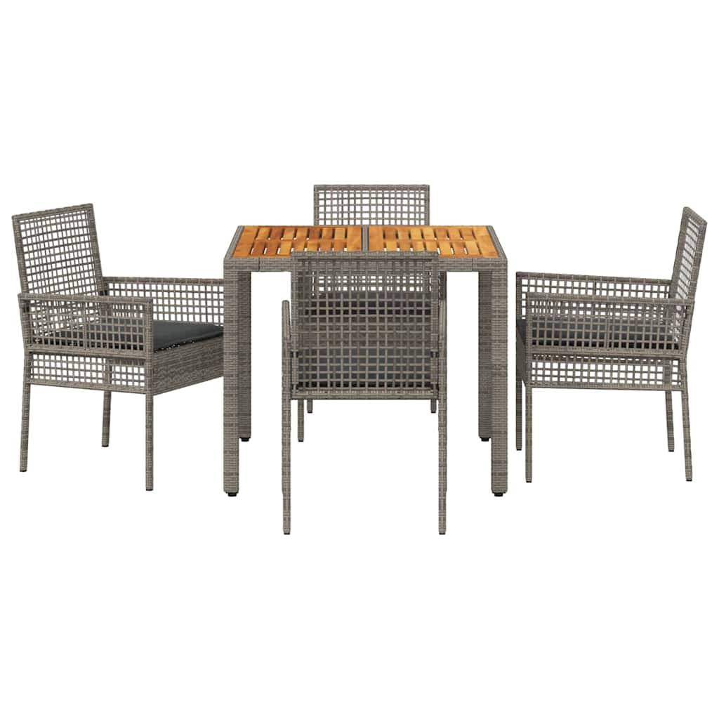 Ensemble de salle à manger pour jardin 5 pcs | Mobilier d'extérieur Gris polyrotin Maison Chic - Image 7