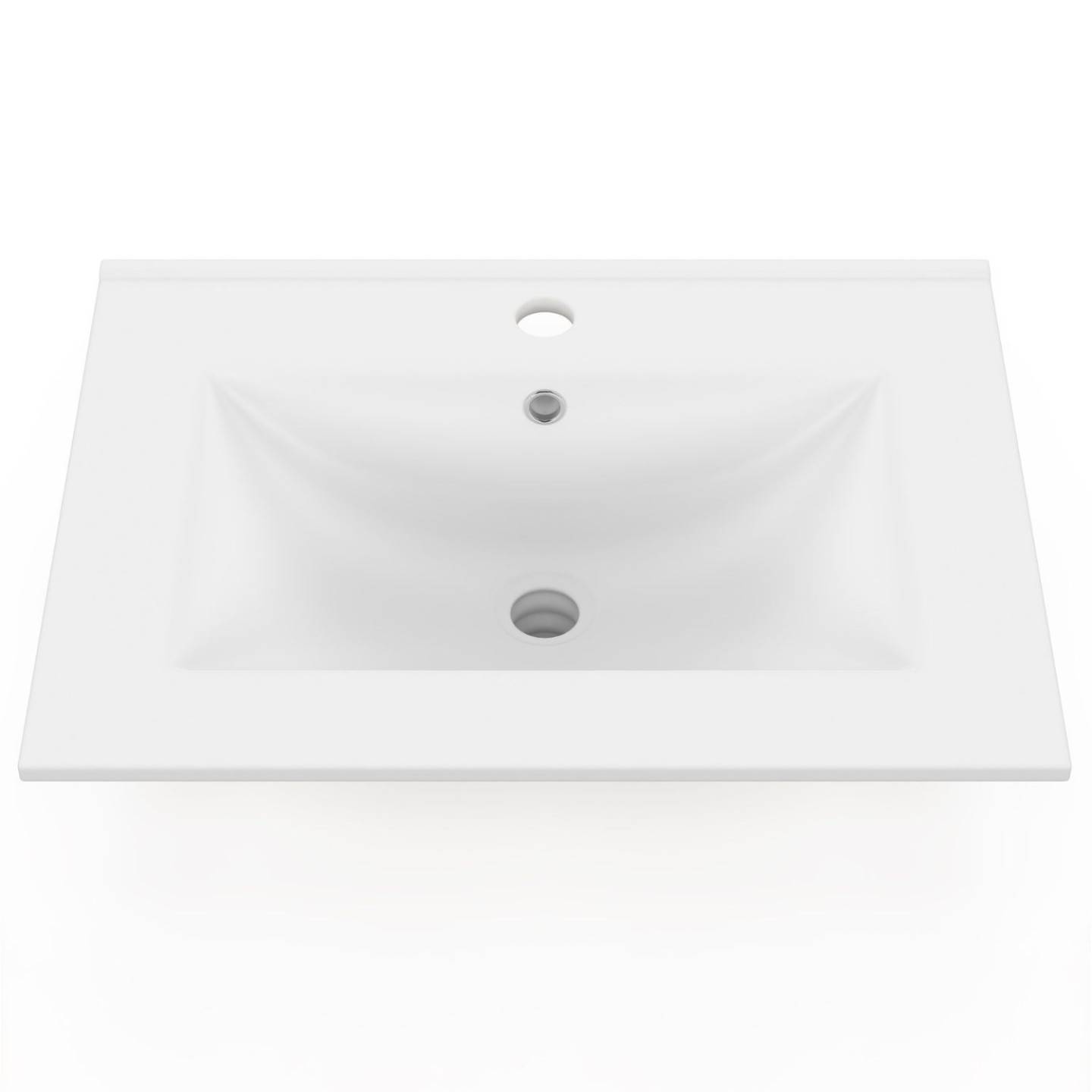 IDMARKET - Vasque à encastrer rectangle en céramique blanche L. 61 x l. 46 x H. 17 cm - Image 3