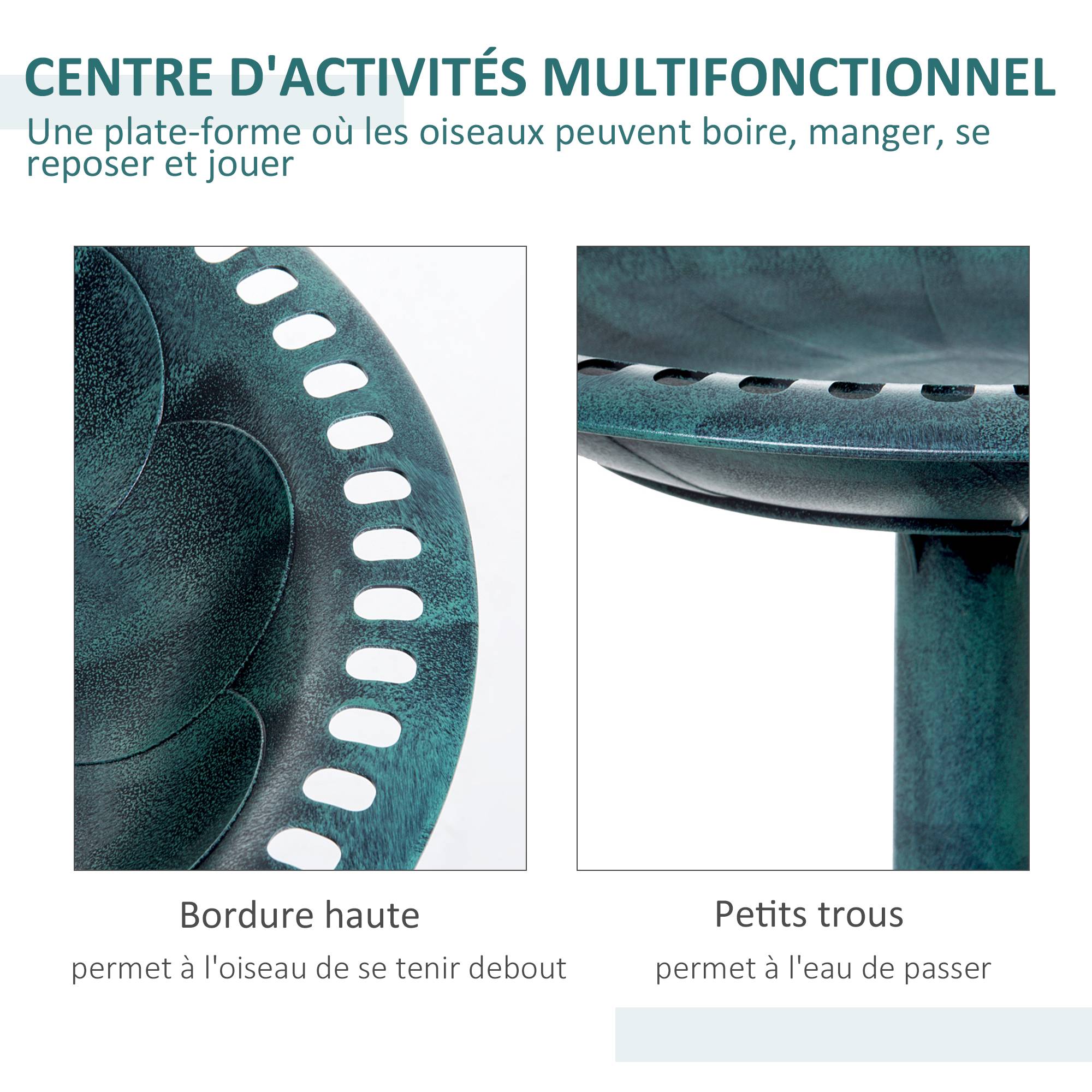 ComfortXL - Bain d'oiseaux sur pied PP vert 50 x 69,5 cm pour jardin et terrasse stable - ComfortXL Outdoor Living - Image 6
