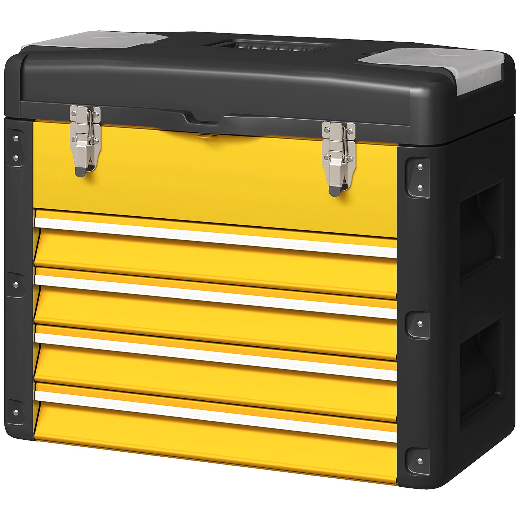 Sans Marque - Boîte à outils vide, 49,7 x 25,3 x 40,7 cm boîte à outils avec 4 tiroirs, mini boîte acier jaune - Image 2