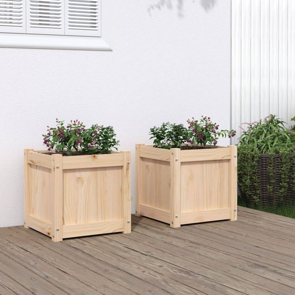 Maison Chic - Lot de 2 Jardinières - Bac à Fleurs - Pot De Fleurs bois de pin massif - Image 2