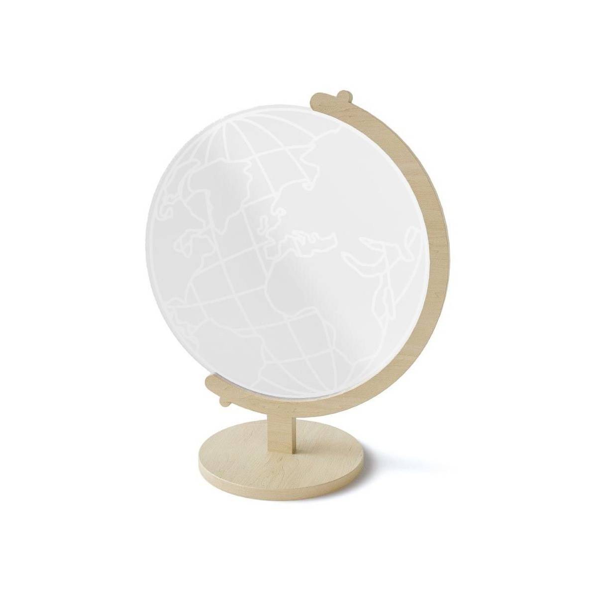 Fisura - Lampe à poser support bois et plaque plexi led World - Image 1