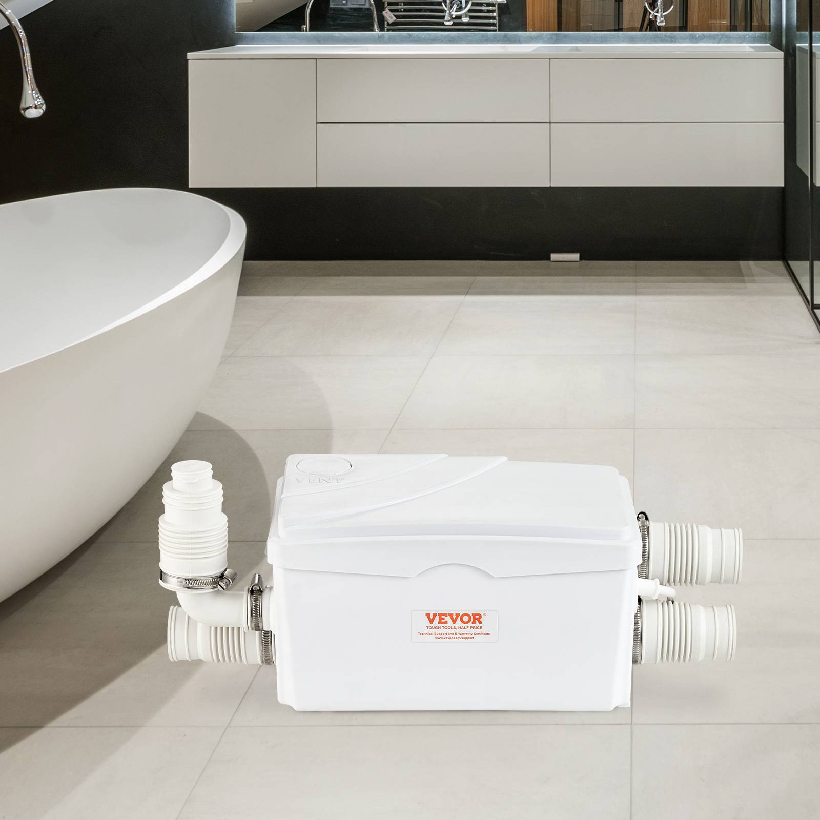 VEVOR Pompe macératrice 350W, 3 entrées eau, 6000 L/h, relevage 7 m, eaux usées sous-sol/cuisine. - Image 8