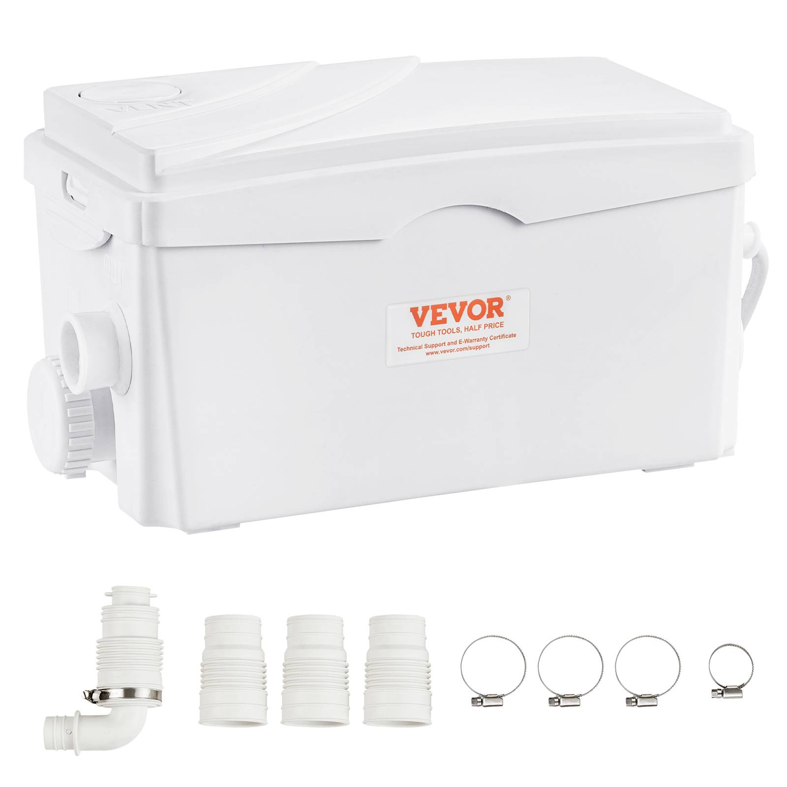 VEVOR Pompe macératrice 350W, 3 entrées eau, 6000 L/h, relevage 7 m, eaux usées sous-sol/cuisine. - Image 1