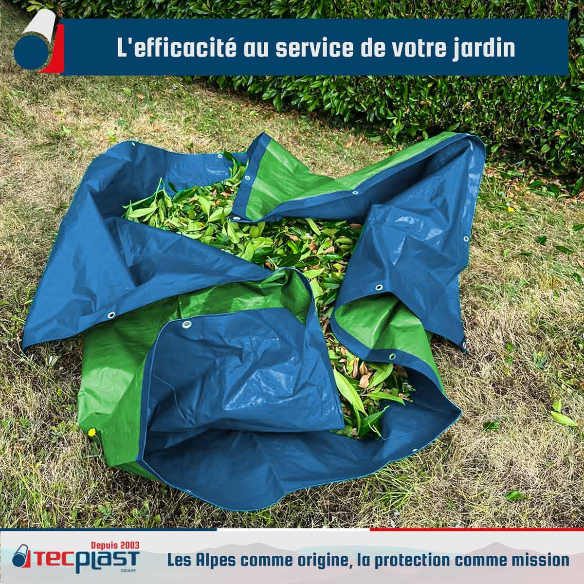 Bâche Jardin 10x15 m SR150JD Bleue et Verte - Haute Qualité - Bâche d'extérieur imperméable avec oeillets TECPLAST - Image 2