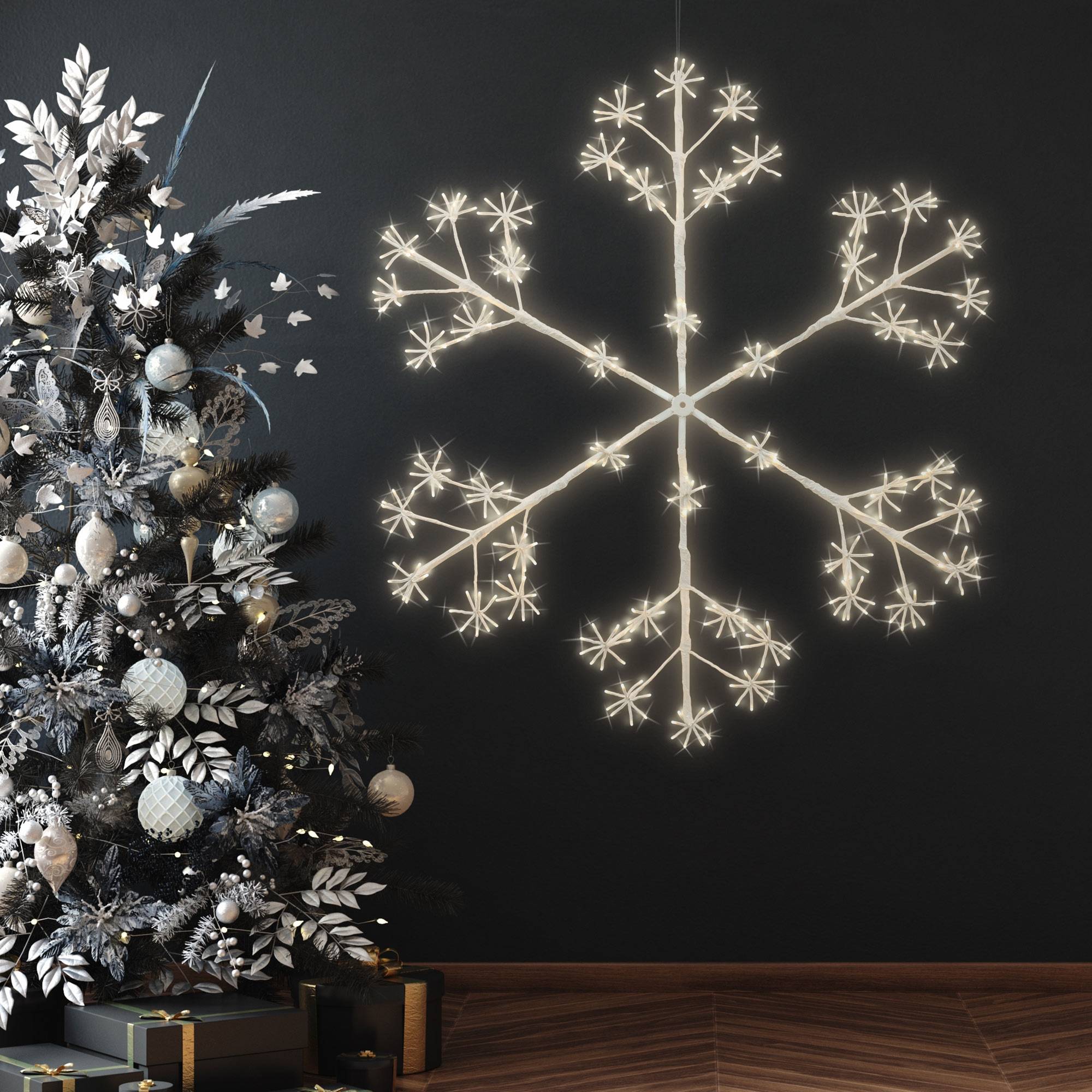 Ecd-Germany - Flocon de neige 384 LEDs chaîne lumineuse blanc chaud déco intérieur/extérieur - Image 9
