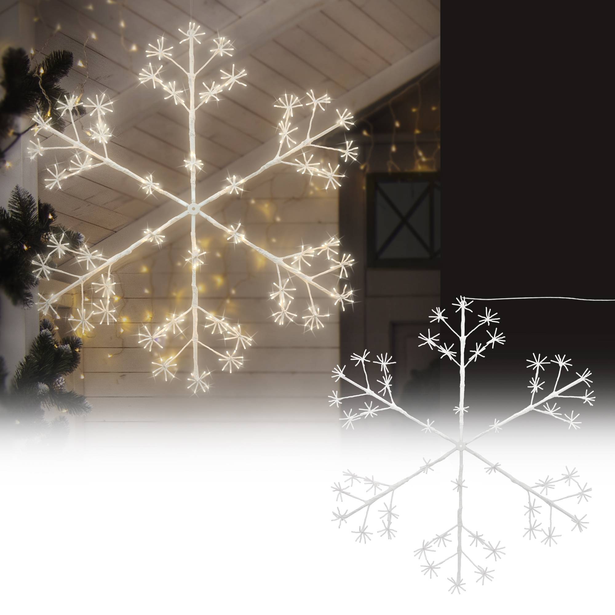 Ecd-Germany - Flocon de neige 384 LEDs chaîne lumineuse blanc chaud déco intérieur/extérieur - Image 8