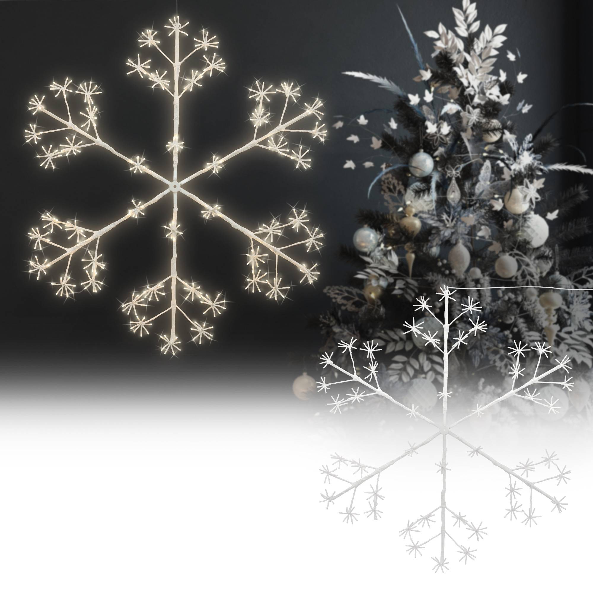 Ecd-Germany - Flocon de neige 384 LEDs chaîne lumineuse blanc chaud déco intérieur/extérieur - Image 2