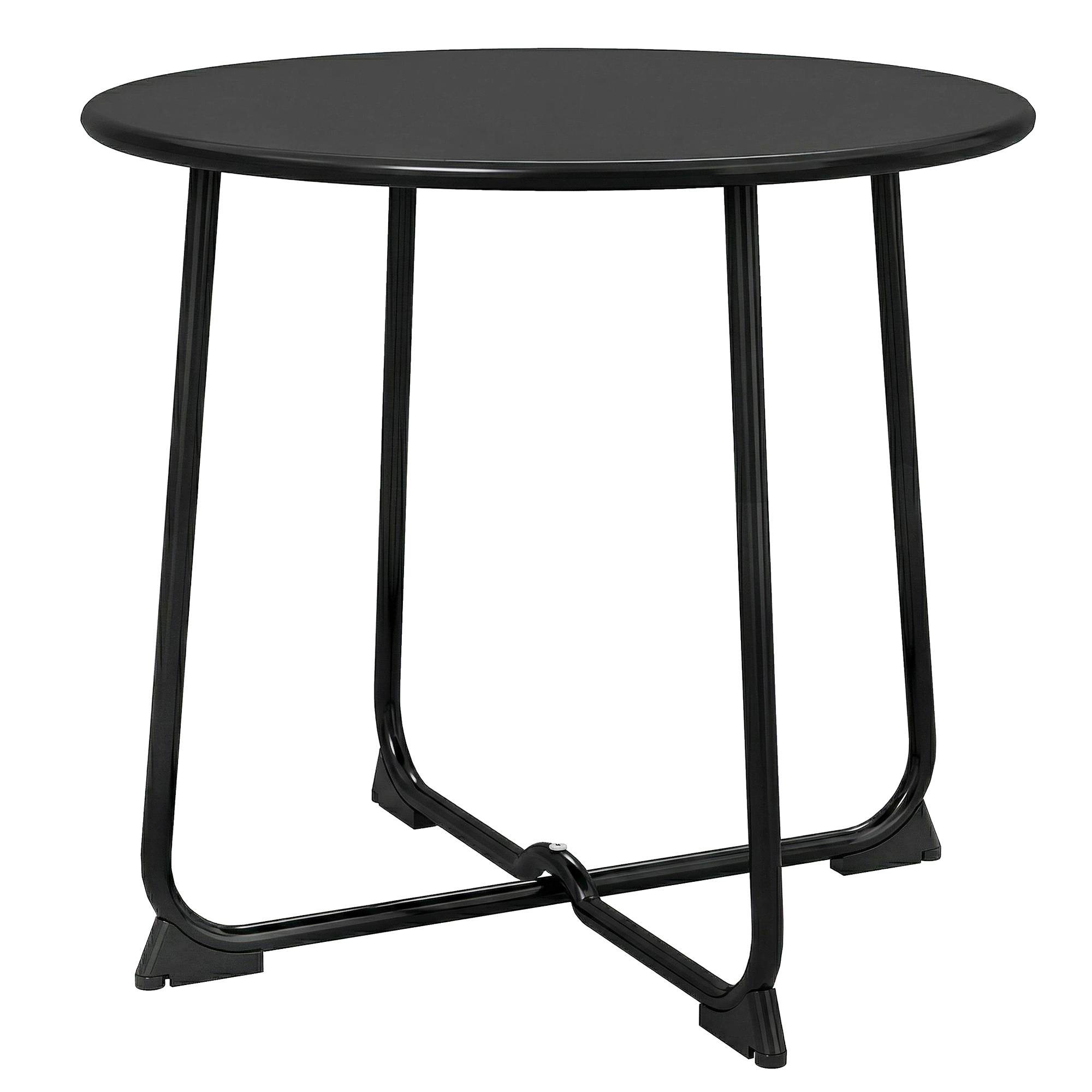 Table basse ronde extérieur 50 cm métal piètement X pieds antidérapants noire - Image 2