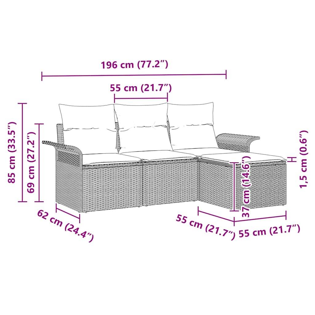 ComfortXL - Salon Bas de Jardin 4 Pièces Résine Tressée Noire, Canapé Modulable avec Pouf et Coussins – ComfortXL Outdoor Living - Image 6