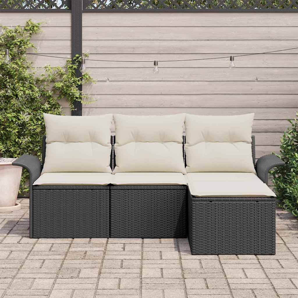 ComfortXL - Salon Bas de Jardin 4 Pièces Résine Tressée Noire, Canapé Modulable avec Pouf et Coussins – ComfortXL Outdoor Living - Image 3