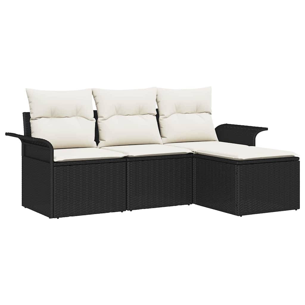 ComfortXL - Salon Bas de Jardin 4 Pièces Résine Tressée Noire, Canapé Modulable avec Pouf et Coussins – ComfortXL Outdoor Living - Image 2