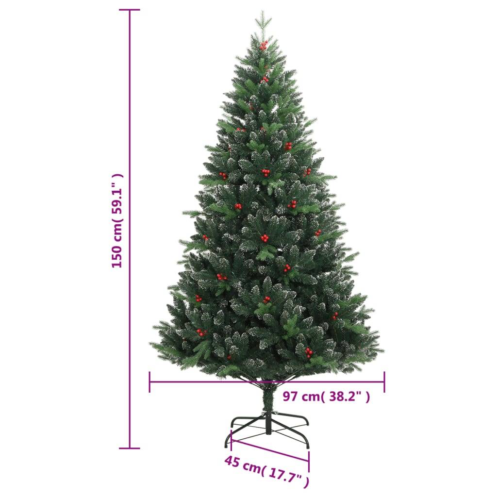 Vidaxl - Sapin de Noël artificiel à charnières avec baies rouges 150 cm vidaXL 356732 - Image 3